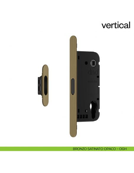 Serratura magnetica Dnd Vertical cilindro yale interasse 85 mm - bronzo satinato opaco