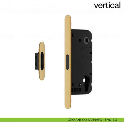 Serratura magnetica Dnd Vertical cilindro yale interasse 85 mm - oro antico satinato
