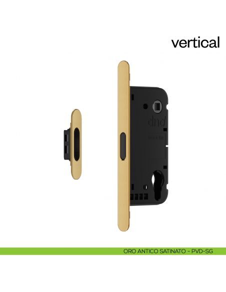 Serratura magnetica Dnd Vertical cilindro yale interasse 85 mm - oro antico satinato