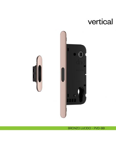 Serratura magnetica Dnd Vertical cilindro yale interasse 85 mm - bronzo lucido