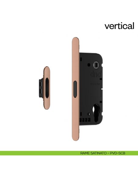 Serratura magnetica Dnd Vertical cilindro yale interasse 85 mm - rame satinato