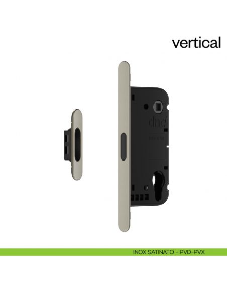 Serratura magnetica Dnd Vertical cilindro yale interasse 85 mm - inox satinato