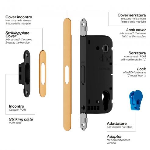 Serratura magnetica Dnd Vertical yale con adattatore per nottolino WC interasse 96 mm