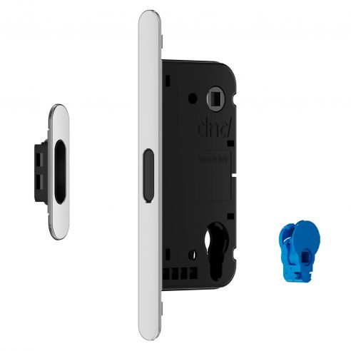 Serratura magnetica Dnd Vertical yale con adattatore per nottolino WC interasse 96 mm - cromo lucido