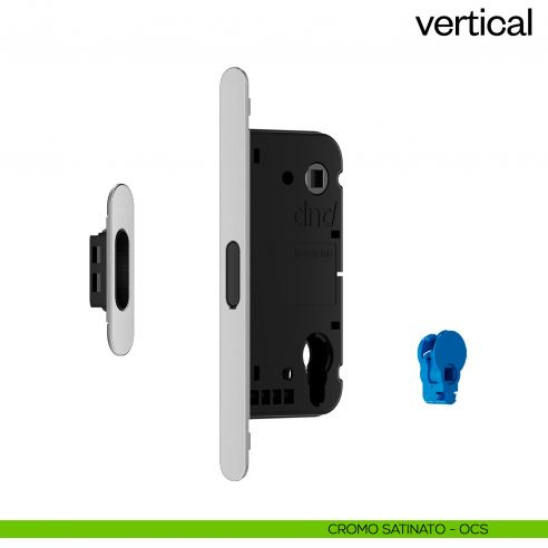 Serratura magnetica Dnd Vertical yale con adattatore per nottolino WC interasse 96 mm - cromo satinato