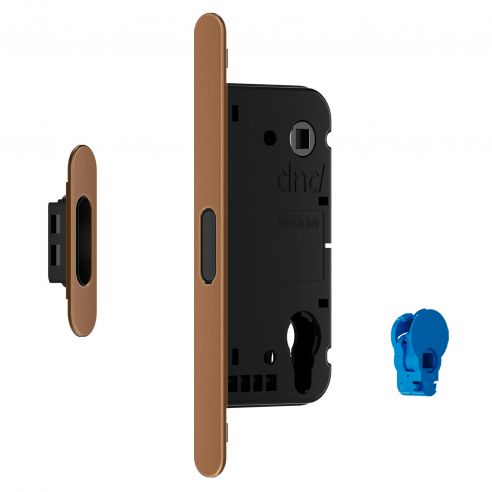 Serratura magnetica Dnd Vertical yale con adattatore per nottolino WC interasse 96 mm - bronzo sabbiato opaco