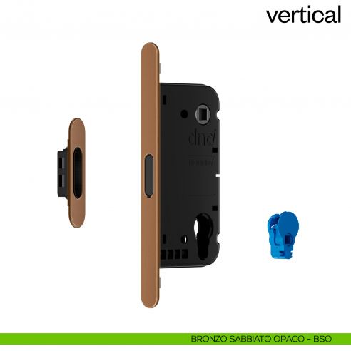 Serratura magnetica Dnd Vertical yale con adattatore per nottolino WC interasse 96 mm - bronzo sabbiato opaco