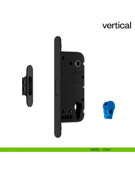 Serratura magnetica Dnd Vertical yale con adattatore per nottolino WC interasse 96 mm - nero