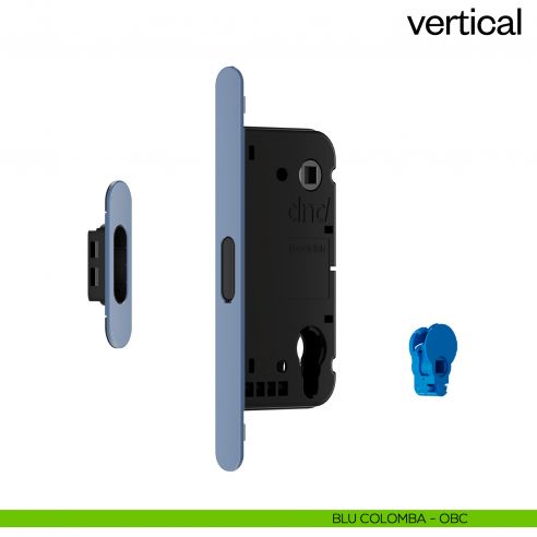 Serratura magnetica Dnd Vertical yale con adattatore per nottolino WC interasse 96 mm - blu colomba