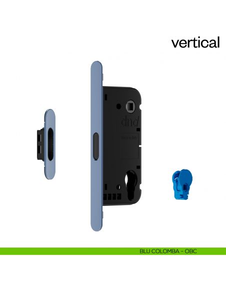 Serratura magnetica Dnd Vertical yale con adattatore per nottolino WC interasse 96 mm - blu colomba