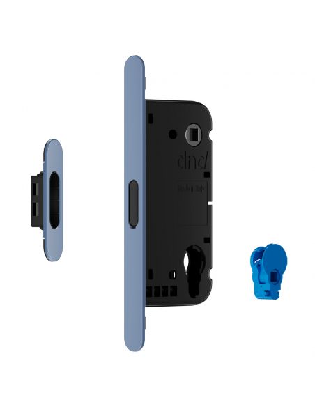 Serratura magnetica Dnd Vertical yale con adattatore per nottolino WC interasse 96 mm - blu colomba