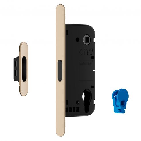 Serratura magnetica Dnd Vertical yale con adattatore per nottolino WC interasse 96 mm - oro champagne satinato