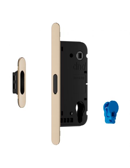 Serratura magnetica Dnd Vertical yale con adattatore per nottolino WC interasse 96 mm - oro champagne satinato