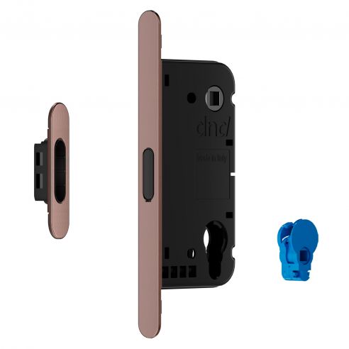 Serratura magnetica Dnd Vertical yale con adattatore per nottolino WC interasse 96 mm - bronzo satinato