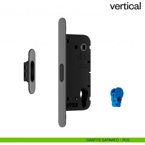 Serratura magnetica Dnd Vertical yale con adattatore per nottolino WC interasse 96 mm - grafite satinato