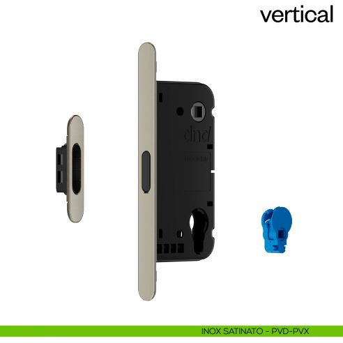 Serratura magnetica Dnd Vertical yale con adattatore per nottolino WC interasse 96 mm - inox satinato