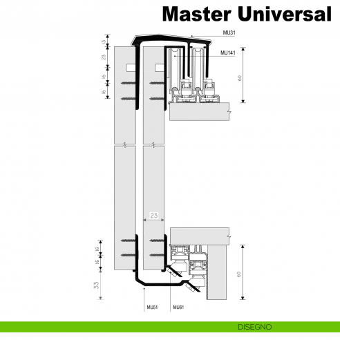 Kit anta esterna Master Universal Mini Caimi Export spessore 23 mm disegno