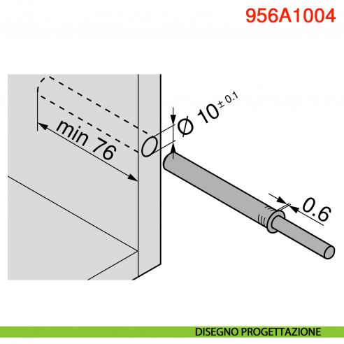 Cricchetto magnetico a pressione Blum Tip-On 956A1004 corsa lunga 38 mm - disegno progettazione