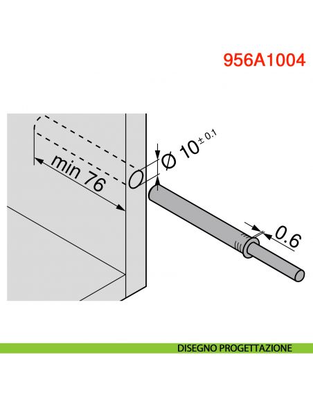 Cricchetto magnetico a pressione Blum Tip-On 956A1004 corsa lunga 38 mm - disegno progettazione