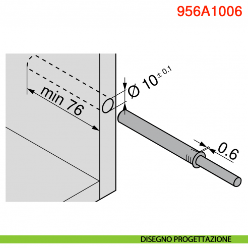 Cricchetto paracolpo a pressione Blum Tip-On 956A1006 corsa lunga 38 mm - disegno progettazione