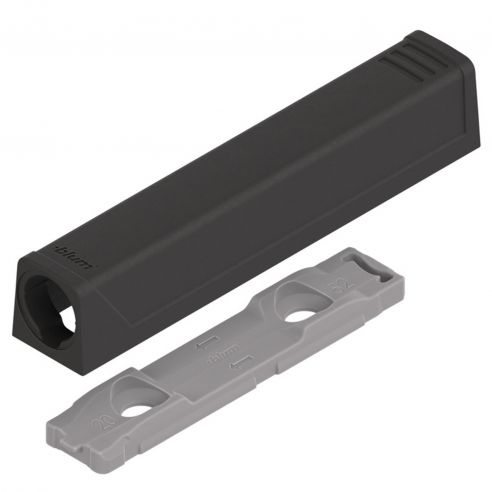Piastra di supporto dritta per cricchetto Blum Tip-On 956A1201 corsa lunga 38 mm - nero carbonio