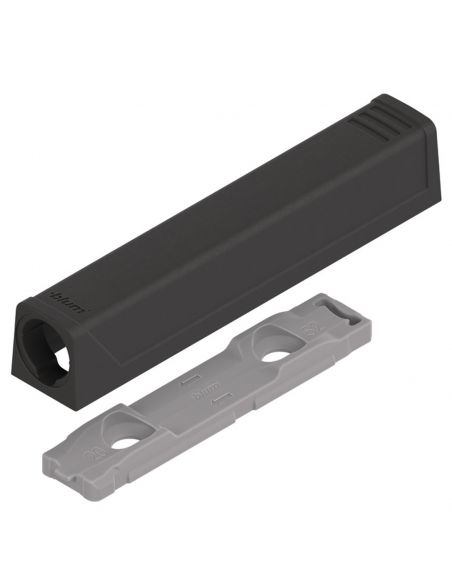 Piastra di supporto dritta per cricchetto Blum Tip-On 956A1201 corsa lunga 38 mm - nero carbonio