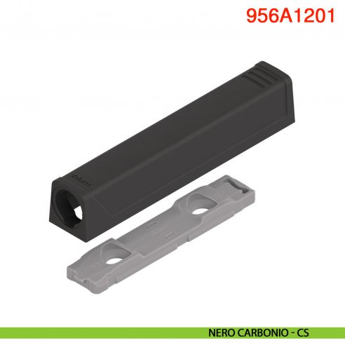 Piastra di supporto dritta per cricchetto Blum Tip-On 956A1201 corsa lunga 38 mm - nero carbonio