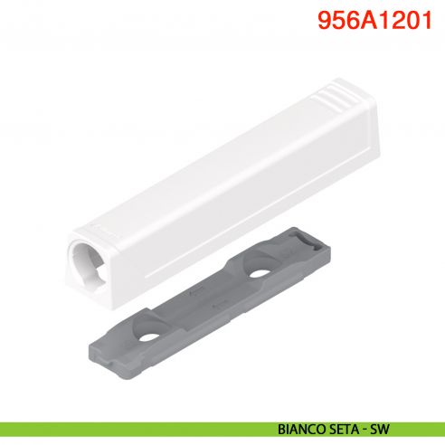 Piastra di supporto dritta per cricchetto Blum Tip-On 956A1201 corsa lunga 38 mm - bianco seta