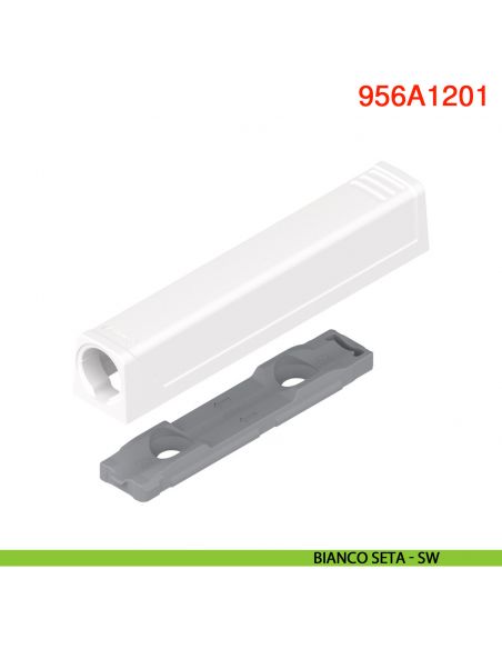 Piastra di supporto dritta per cricchetto Blum Tip-On 956A1201 corsa lunga 38 mm - bianco seta