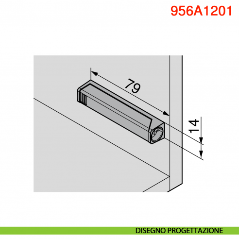 Piastra di supporto dritta per cricchetto Blum Tip-On 956A1201 corsa lunga 38 mm - disegno progettazione