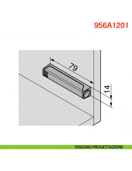 Piastra di supporto dritta per cricchetto Blum Tip-On 956A1201 corsa lunga 38 mm - disegno progettazione