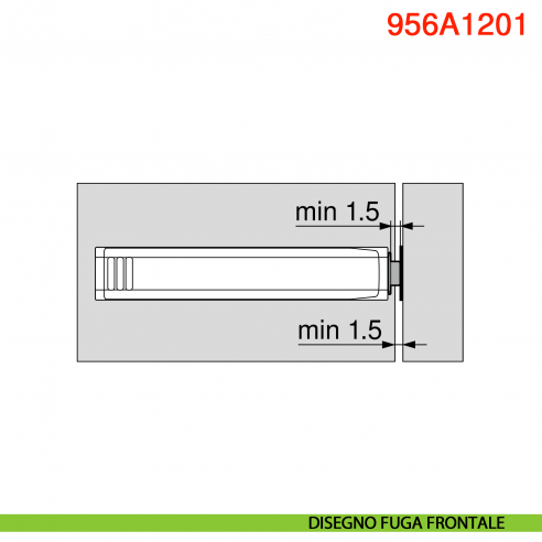 Piastra di supporto dritta per cricchetto Blum Tip-On 956A1201 corsa lunga 38 mm