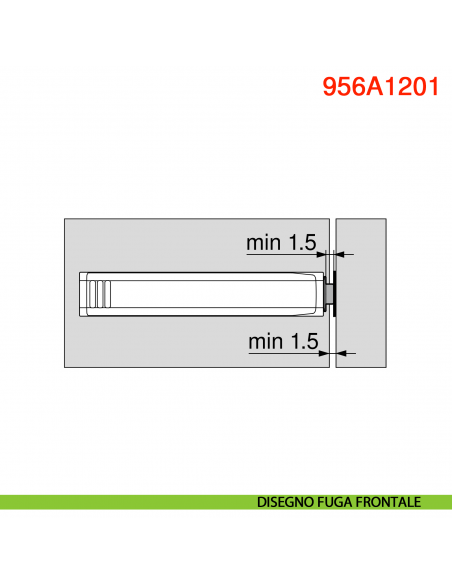Piastra di supporto dritta per cricchetto Blum Tip-On 956A1201 corsa lunga 38 mm