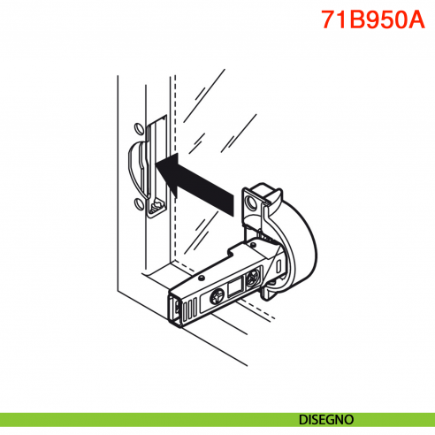 Cerniera Blum 71B950A Clip Top Blumotion per ante con telaio in alluminio a battuta apertura 95 gradi - disegno