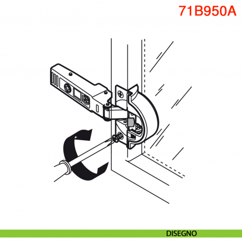 Cerniera Blum 71B950A Clip Top Blumotion per ante con telaio in alluminio a battuta apertura 95 gradi - disegno