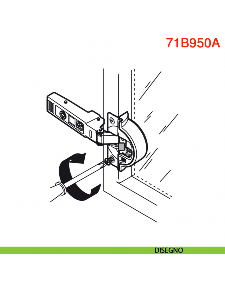 Cerniera Blum 71B950A Clip Top Blumotion per ante con telaio in alluminio a battuta apertura 95 gradi - disegno