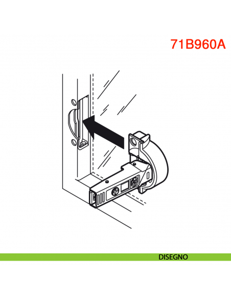Cerniera Blum Clip Top Blumotion per ante con telaio in alluminio mezza battuta apertura 95 gradi - disegno