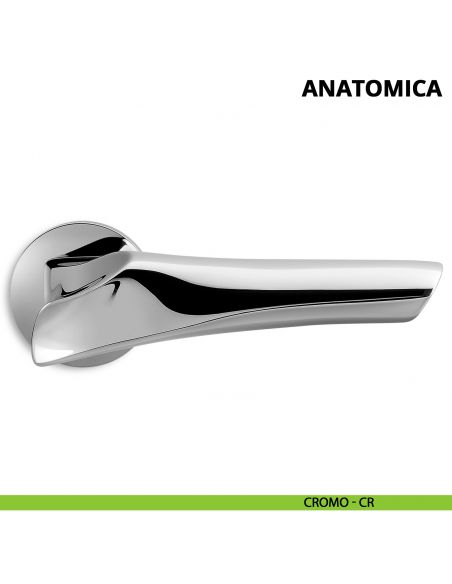 Maniglia per porta interna Anatomica Ento rosetta tonda cromo
