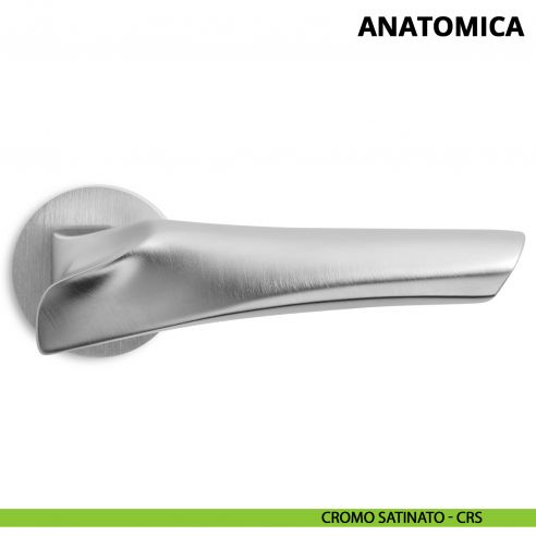 Maniglia per porta interna Anatomica Ento rosetta tonda cromo satinato