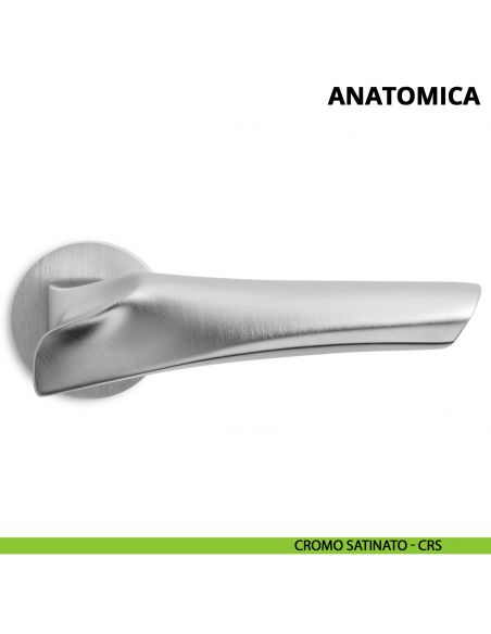 Maniglia per porta interna Anatomica Ento rosetta tonda cromo satinato