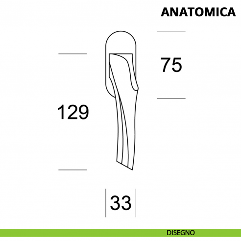 Maniglia per finestra martellina DK Anatomica Ento disegno
