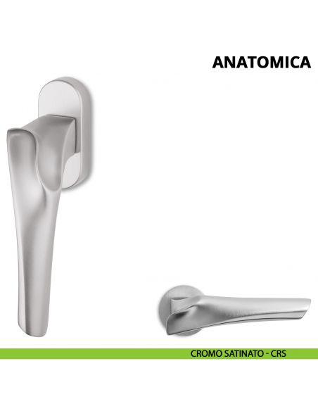 Maniglia per finestra martellina DK Anatomica Ento cromo satinato