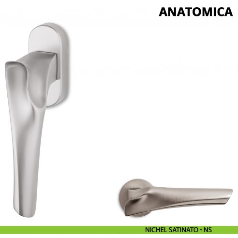 Maniglia per finestra martellina DK Anatomica Ento nichel satinato