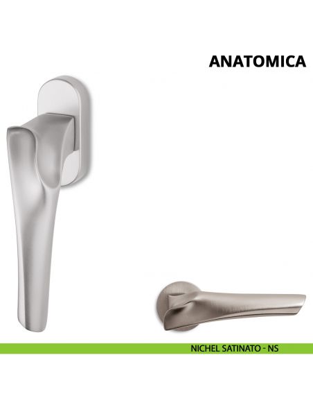 Maniglia per finestra martellina DK Anatomica Ento nichel satinato