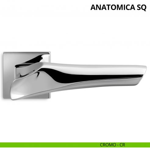 Maniglia per porta interna Anatomica SQ Ento rosetta quadrata cromo