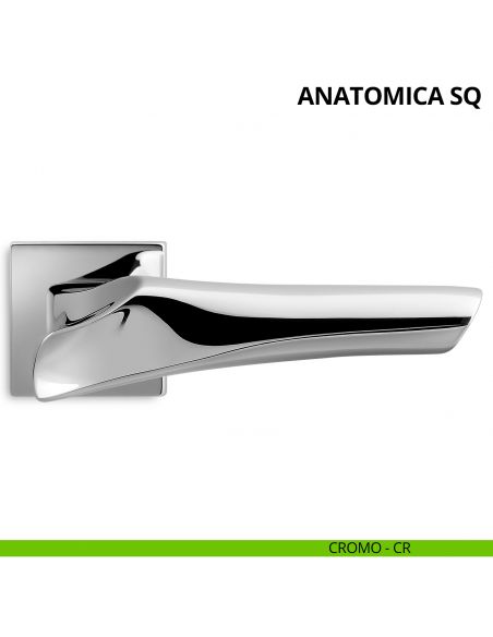 Maniglia per porta interna Anatomica SQ Ento rosetta quadrata cromo