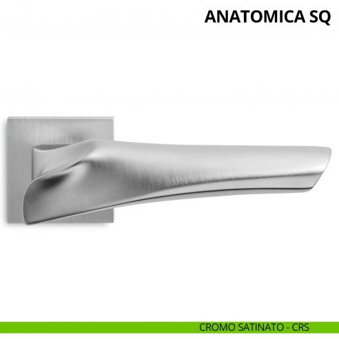 Maniglia per porta interna Anatomica SQ Ento rosetta quadrata cromo satinato