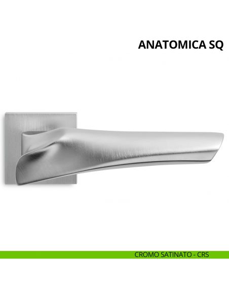 Maniglia per porta interna Anatomica SQ Ento rosetta quadrata cromo satinato