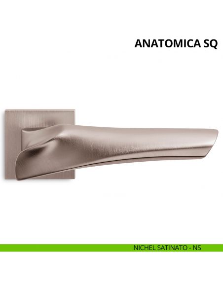 Maniglia per porta interna Anatomica SQ Ento rosetta quadrata nichel satinato