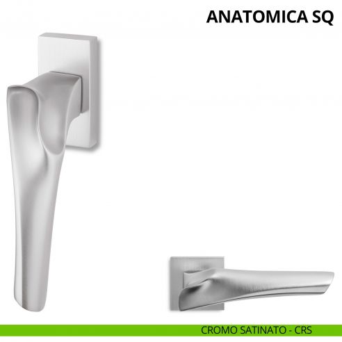 Maniglia per finestra martellina DK Anatomica SQ Ento cromo satinato